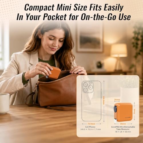 GRENPRO Self-Locking Tape Measure, 10ft/3m Dual Scale, Stiff Blade Orange - color: Orange