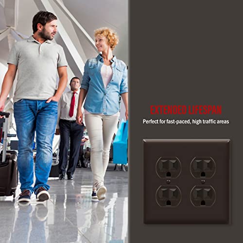 ENERLITES Double Duplex Outlet Covers Wall Plate, 2-Gang, 1 Pack, Brown - color: Brown, size: Screw