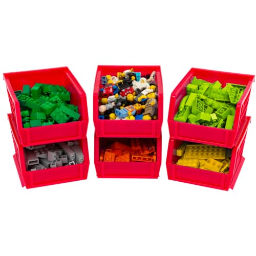 Akro-Mils 30210 AkroBins Plastic Storage Bins, 5"x4"x3", Red, 6-Pack - color: Red, size: 6 Pack