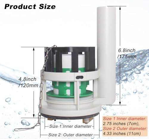 Toilet Flush Valve for 3 Inch Flush Hole, One Piece Toilet Flusher Replacement Kit Toilet Tank Valve Fit for TOTO Toilet Tank Parts - style: For One Piece Toilet