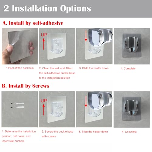 Shower Head Holder, Shower Bracket Hanger, 2 Pack Shower Wand Holder - style: Silver and Gray - 2 Pack
