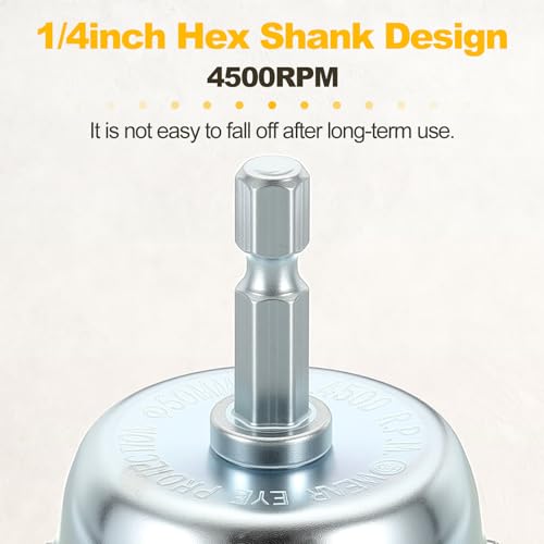 10pcs 2in Wire Cup Brush for Drill, 1/4in Hex Shank, Carbon Steel - size: 2 inch