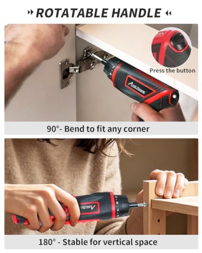 AVID POWER 4V Electric Cordless Screwdriver Set 5.65Nm 37 Bits with Case - color: 1-red