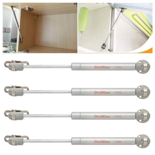 DerBlue 4-Pack 10inch 100N/25lb Gas Struts for Cabinets - Professional Cabinet Shocks and Gas Struts - color: Silver