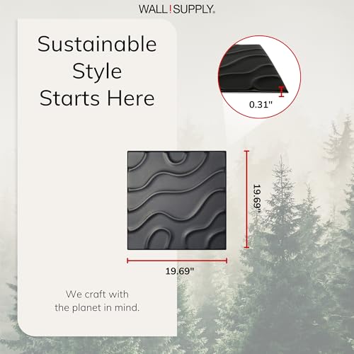 Wall!Supply 3D Flow Line Wall Panels, 12-Pack, Black - color: Black, style: Flow Line