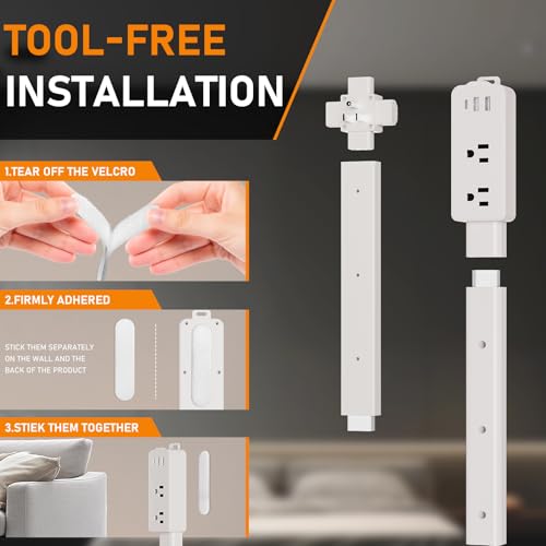 Outlet Extender Stick - Features 2 USB-A, USB-C and 2 AC Outlets, Adjustable Disassembly Extends 6"-35", 360° Access Hard-to-Reach Outlets, Wall Plug Power Socket Expander Nightstands, Sofa, Desks - color: Starlight White 2 Pack