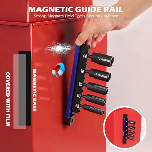 5-Piece Wing Nut Driver Set (10mm,12mm,14mm,16mm,18mm) with Magnetic Aluminum Storage Rail, 1/4" Hex Shank Wing Nut Driver Bit Set, Metric Wing Nut socket Set for Wing Nut, Eye Bolt, Wire Twisting - style: 5 Pcs Wing Nut Driver Set(10-18mm)