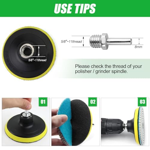16PCS Wet Dry Diamond Polishing Pad Kit, 4 Inch Diamond Sanding Pad 30-6000 Grit with 5/8''-11 Thread Backer Plate for Concrete Marble Quartz Granite Countertop Stone & Tile Polishing - size: 4 Inch 30-6000 Grit