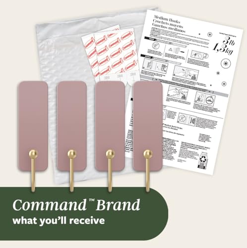 Command Medium Hooks, 4 Hooks, 6 Strips - color: Dusty Rose