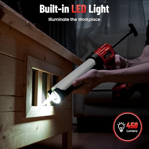 Electric Caulking Gun, Cordless Caulk Gun with 2x 2.0Ah Batteries - color: Red