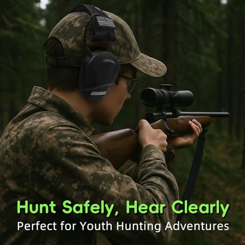 PROHEAR Youth Electronic Ear Protection 23dB NRR Slim Fit Gel Ear Pads Sound Amplification Noise Compression Compact Design Gun Range Shooting Hunting Tactical Use - style: Black-gel Cushions