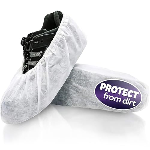 100 Pcs White Shoe Covers Disposable, 50 Pairs Non-Woven for Indoors | Disposable Shoe Covers for Indoors, Stretch Fit Up to 15.7 In, Breathable and Single Use, for Home Use, Cleaning and Tours - style: 50Pairs Disposable White Shoe Covers