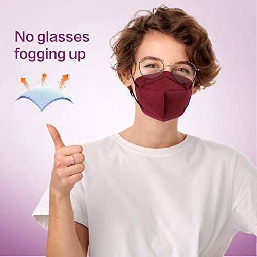 Miuphro KN95 Face Mask 25 Pack, 5-Layers Breathable KN95 Masks - color: Red