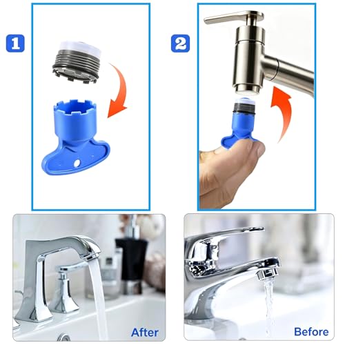 Faucet Aerator M16.5, 6PCS Aerator Replacement for Sink Faucet Flow Restrictor, Kitchen Bathroom Sink Aerators with Key Removal Wrench Tool, 16.5mm/0.65inch