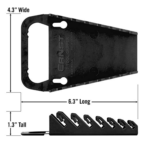 Ernst Manufacturing 5081 7-Wrench Gripper Portable Wrench Organization - Sturdy Flexible Design, Fits 1/4" to 5/8" & 6-12 mm, Black - color: Black, size: 7 Tool, style: Standard