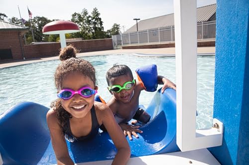 TYR Kids' Swimple Goggles - Colorful Swim Goggles for Beginners - color: Rasberry/Green