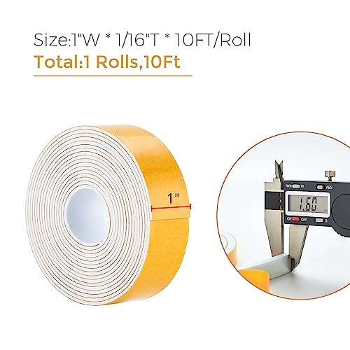 Ravinte Weather Stripping Door Seal, 1 x 1/16" Adhesive Foam Tape, 10 FT - color: White, size: 1In x 1/16In x 10Ft