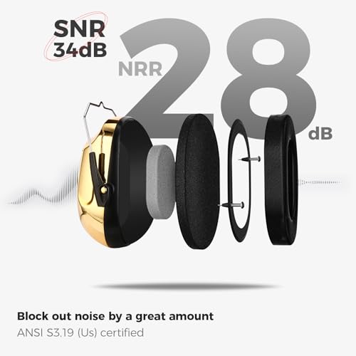 ProCase Hearing Protection Ear Muffs SNR 33dB, Noise Cancelling Headphones - color: 1 - Metallic Gold