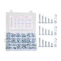 VEVOR 566 Pcs Bolts and Nuts Assortment Kit, Imperial Machine Screws and Flat Washers, Alloy Steel 1/4-20,5/16-18,3/8-16, for Furniture/Equipment/Vehicle Assembly, Galvanized White - size: 566 PCS - Imperial (1/4-20, 5/16-18, 3/8-16)