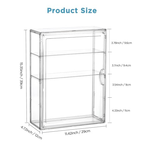 HBlife Baby Bottle Storage Organizer for Countertop Cabinet, 3 Tiers Adjustable Clear Acrylic Bottles Storage Station Case Box Container with 2 Removable Dividers and Magnetic Door, Medium - size: Medium, style: 3-Tier Single Door