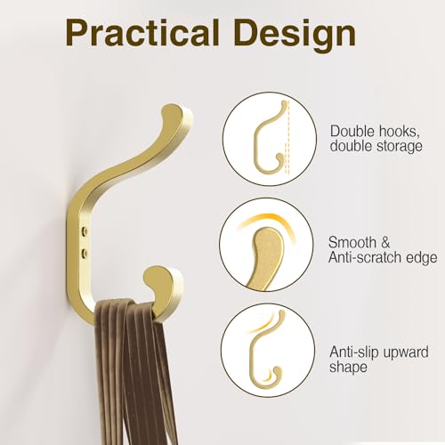 Coat Hooks Wall Mount,Heavy Duty Wall Hooks for Backpack,Towel,Gold 4 Pack - color: Gold, size: 4 Pack