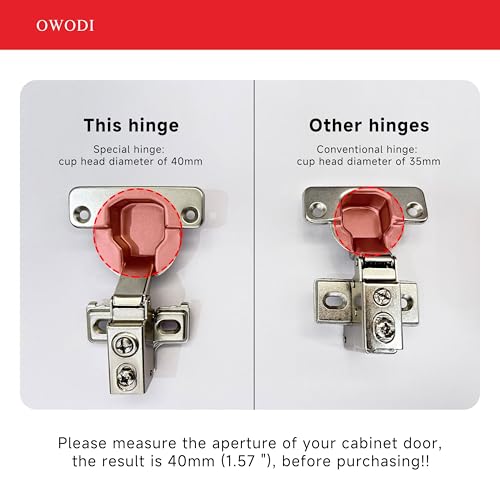 6 Pack 1-1/4 Inch Soft Close Cabinet Hinges – 40mm Cup Diameter, 95° Opening, 3-Way Self-Closing, Concealed Hinges for Face Frame Doors, Special Design, Includes Screws
