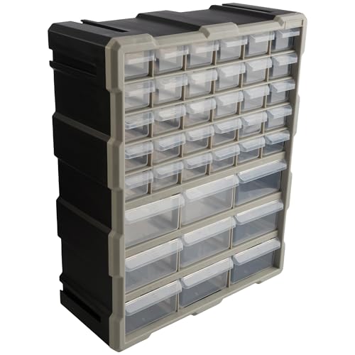 Stalwart 39-Drawer Plastic Small Parts Organizer, Black - style: 39 Drawers