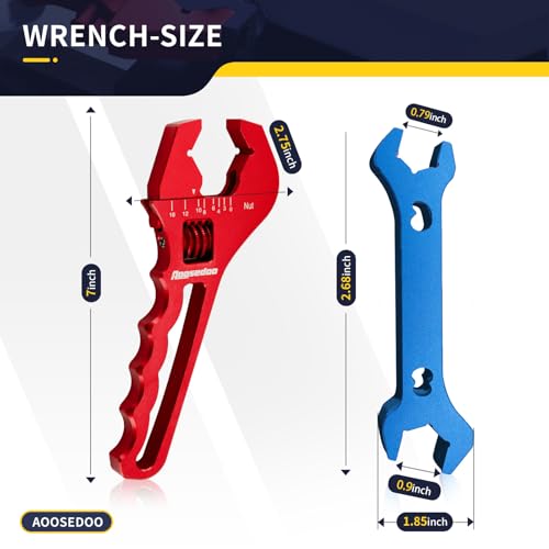 Adjustable AN Fittings Wrench AN Wrench for Hose Fitting Adapters AN Fitting Tool 3AN-16AN Lightweight Aluminum Red. With a Double Hose End Fitting Wrench 6AN Socket-AN8 B-nut Blue - color: Red & Blue
