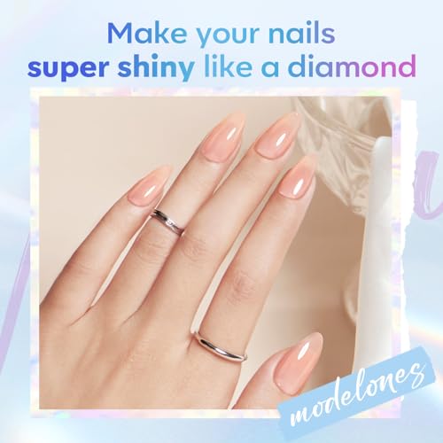 modelones Gel Top Base Coat Set 15ml 2026 Upgrade No Wipe Super Shine - color: Base Top Coat Set Clear