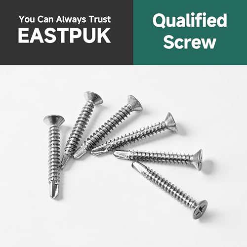 110pcs #8 Sheet Metal Self Tapping Screws Assortment Kit, 410 Stainless Steel Flat Head High-Strength Fast Self-Drilling Screws, Bright Finish - size: #8 Kit