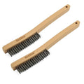 Wire Brush,Heavy Duty Carbon Steel Wire Scratch Brush for Cleaning Rust with 14" Long Curved Beechwood Handle,Large - style: 2Pcs Carbon Steel Wire Brushes