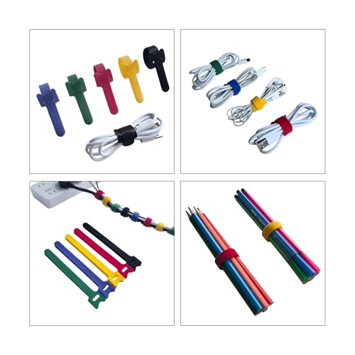 6Inches 160PCS Multi-Colour Reusable Cable Ties Cord Straps Multi-Purpose Wire Ties Cord Wrap Hook and Loop Organizer Cable Management,Adjustable Cord Ties - size: 6inches-160PCS