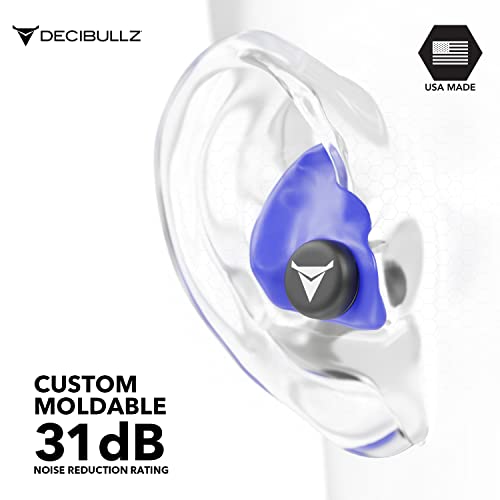 Decibullz Custom Molded Ear Plugs, 31dB NRR Shooting Ear Protection (Blue) - color: Blue
