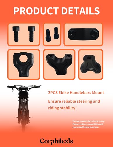 2PCS Ebike Handlebar Mount Bracket, Black Aluminum Alloy Handle Bar Clamp Compatible with Tutto Tutti Soleil01 Soleil01 GB Electric Motorcycle, Heavy Duty Vibration Dampening Handlebar Support