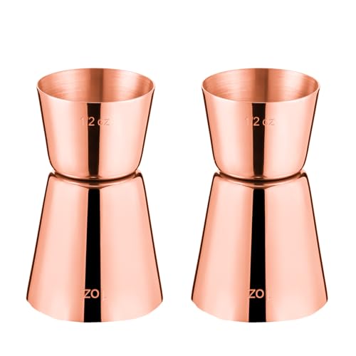 Briout 2 Double Cocktail Jigger for Bartending,1OZ 1/2OZ,Flat Edge Rosegold - color: Rose Gold, size: Flat Edge-0.5oz/1oz-2PC