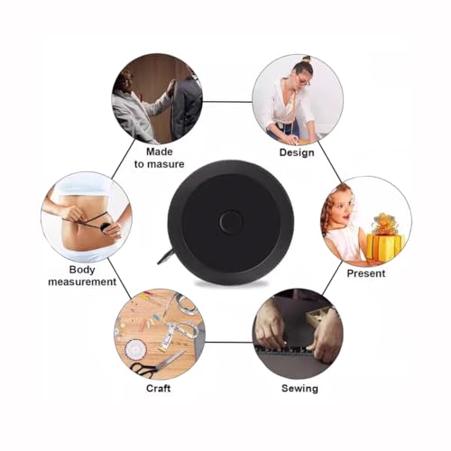 Tape Measure,60 Inch Soft Measuring Tape for Body Fabric Sewing - color: Black