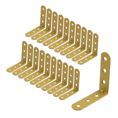 Wealrit 2.63" L Shape Bracket Corner Braces 20PCS,Gold Right Angle Bracket - size: 2.63"
