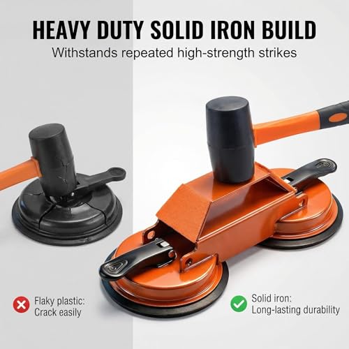 Floor Gap Fixer Tool Heavy Duty Repair Kit 45° Striking Surface Dual Suction Cup with Rubber Mallet for Laminate Vinyl SPC Flooring