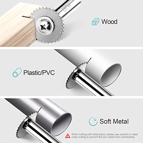 5PCS Rotary Drill Saw Blades,with 2PCS 1/4" Hex Shank,HSS Saw Disc Wheel - style: 7PCS(2*Hex Shank+5*Blades)