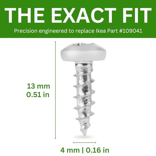 Spare Hardware Parts Replacement for IKEA Furniture Screw Chipboard Flat TRX Screw - Part #109041 | Chipboard Screw M4.0-1.8×13 Full Thread with PZD2 Recess | Pack of 24 - size: 109041