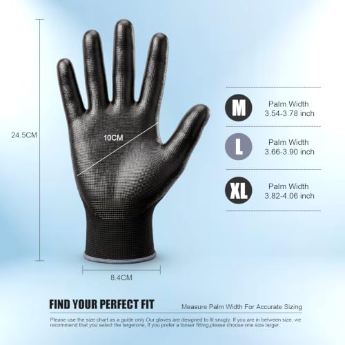 Comix PU Coated Work Gloves for Men & Women, 12 Pairs Bulk Pack, Grip - size: X-Large