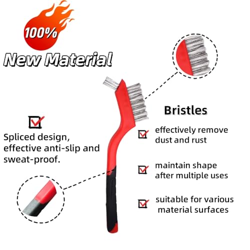 3-Pack Small Wire Brush Set, Wire Brush for Rust, Paint and Detail Cleaning - size: 3PCS Wire Brushes