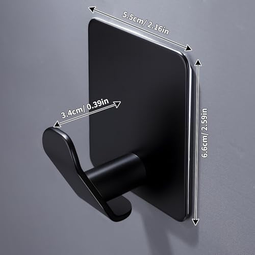DELITON 4 Pack Adhesive Hooks - Towel Hook Matte Black Stainless Steel - color: Carbon Black
