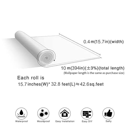 Peel and Stick Wallpaper, Silver Texture, 15.7" x 394" - color: Silver Texture, size: 15.7"W x 394"L