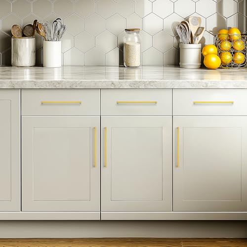 JOY DECOR Gold Cabinet Handles Square Cabinet Pulls 11-1/3 Inch CC, 10 Pack - size: 11-1/3 Inch Hole Center