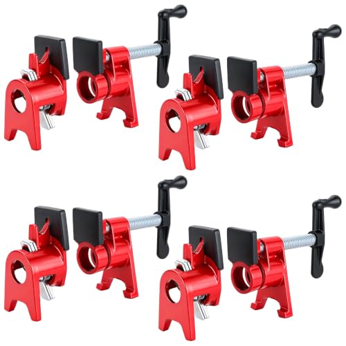 4 Pack 3/4" Wood Gluing Pipe Clamp Set with Foot and Protective Pad