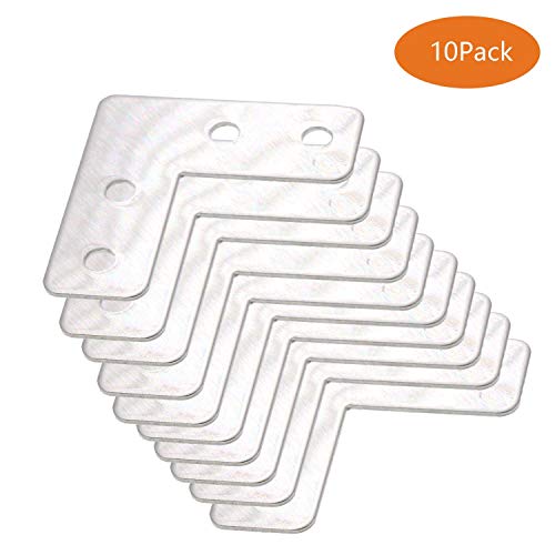Stainless Steel L Shape Flat Corner Brace Bracket for Wood, Metal Fixing Joining Support Brace for Shelves, Furniture and Cabinet 10 Pack (40x40mm) - size: 40 x 40 mm