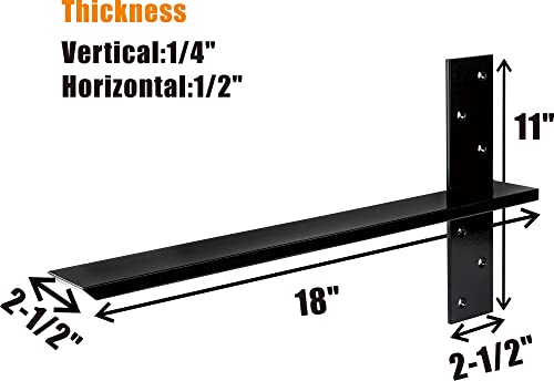 （2-Pack） Free Hanging T Shelf Bracket, Solid Heavy Duty Steel Knee Wall Hidden Granite Countertop Support Floating Bracket Hardware, Universal ,18 Inch , DIY Projects , Screws Included - size: 18