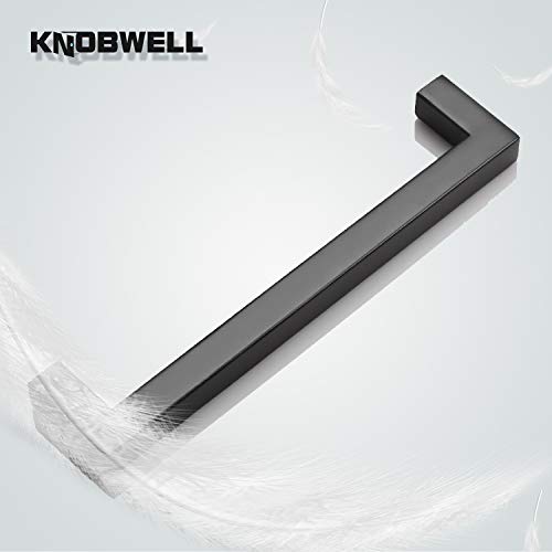 KNOBWELL 6 Pack Cabinet Handles Matte Black, Euro Style Stainless Steel T Bar Kitchen Cabinet Handles - 6-3/10" Hole Centers, 6-7/10" Overall Length - color: Matte Black, size: Hole Center:6-3/10 inch(160mm)