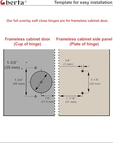 2-Pack Full Overlay Frameless Soft-Close European Hinges - size: 2 Pieces